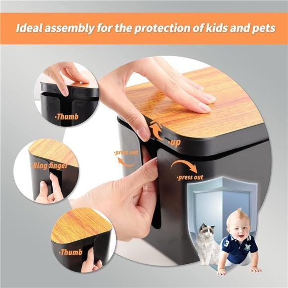 Cable Management Box 3 Pack with 16 Cable Clips Set-Large & Medium &Small Wooden - Picture 6 of 7